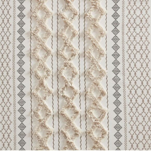 INK+IVY Imani 100% Cotton Boho  Chenille Stripe Geometric Print Curtains - Picture 5 of 10